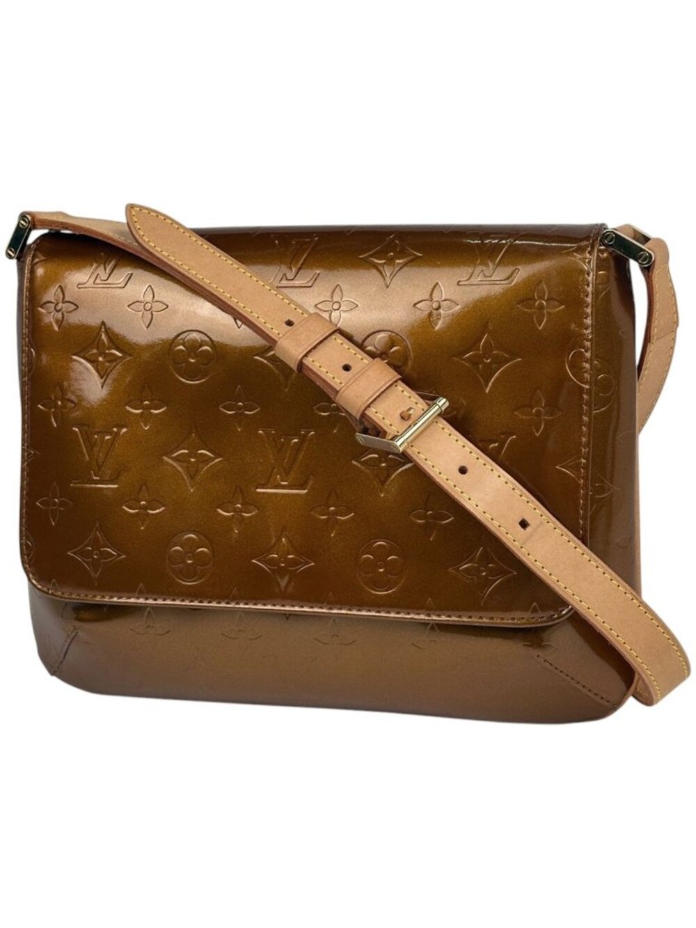 Louis Vuitton Thompson Street Shoulder Bag Patent Monogram Vernis Blanc